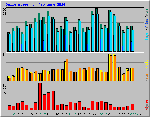 Daily usage for February 2020