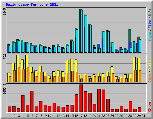 Daily usage for June 2021